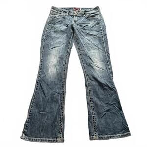 Wrangler Premium Patch Bootcut Jeans Y2K Low Rise Stretch Denim Size: 28 x 30